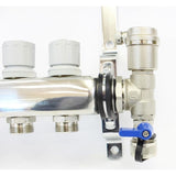 1 in. NPT Inlet x 1/2 in.  Stainless Steel Compression Connection 2-Outlet Radiant Heating Manifold
