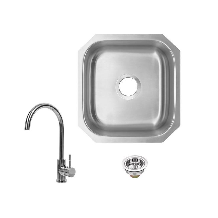 All-In-One Undermount 18-Gauge Stainless Steel 15 in. 0-Hole Single Bowl Bar Sink with Gooseneck Kitchen Faucet