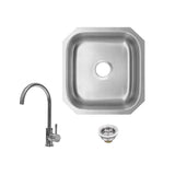 All-In-One Undermount 18-Gauge Stainless Steel 15 in. 0-Hole Single Bowl Bar Sink with Gooseneck Kitchen Faucet