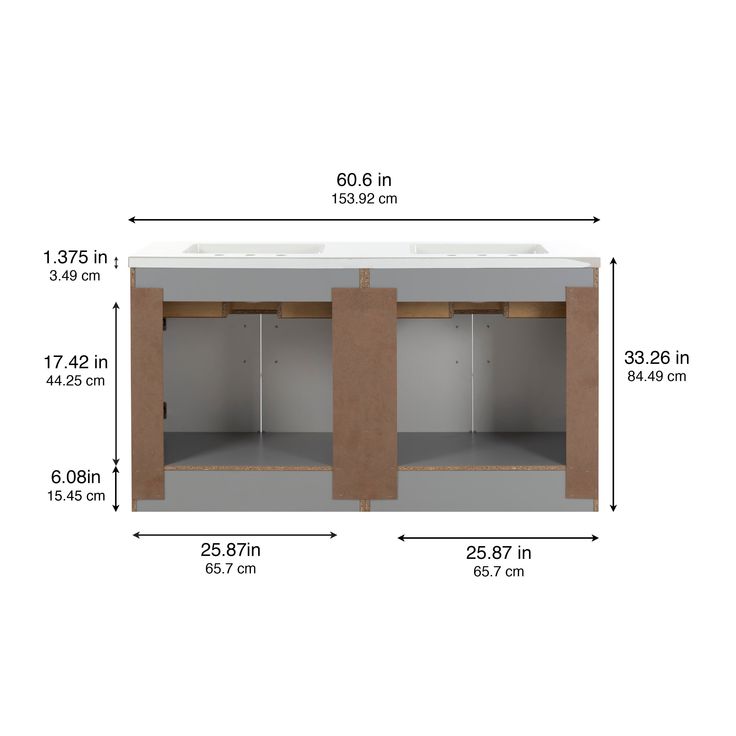 Style Selections Potter 60-in Gray Double Sink Bathroom Vanity with White Cultured Marble Top