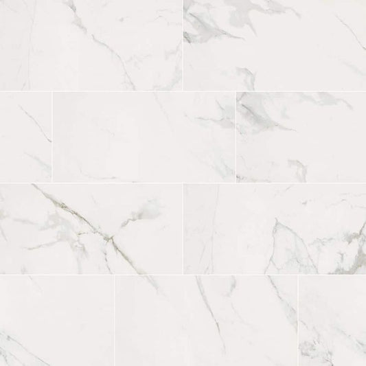 MSI 12 in. x 24 in. Carrara Polished Porcelain Floor and Wall Tile (16 sq. ft./case)