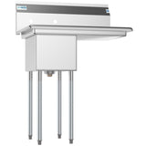 Freestanding Stainless Steel 31 in. 2-Hole Single Bowl Commercial Kitchen Sink Left Drainboard