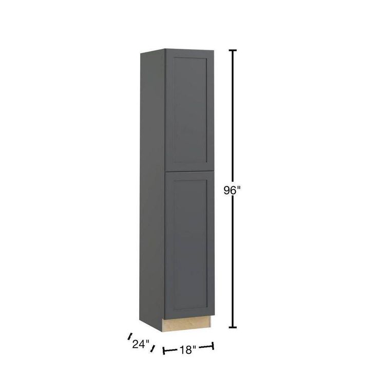 Home Decorators Collection Newport 18 in. W x 24 in. D x 96 in. H Assembled Plywood Pantry Kitchen Cabinet in Deep Onyx with Soft Close RH
