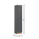 Home Decorators Collection Newport 18 in. W x 24 in. D x 96 in. H Assembled Plywood Pantry Kitchen Cabinet in Deep Onyx with Soft Close RH