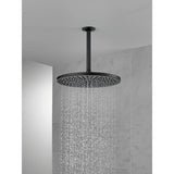 1-Spray 11.8 in. Single Wall Mount Fixed Rain Shower Head in Matte Black