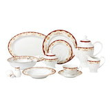 57-Piece Patterned Red Bone China Dinnerware Set (Service for 8)