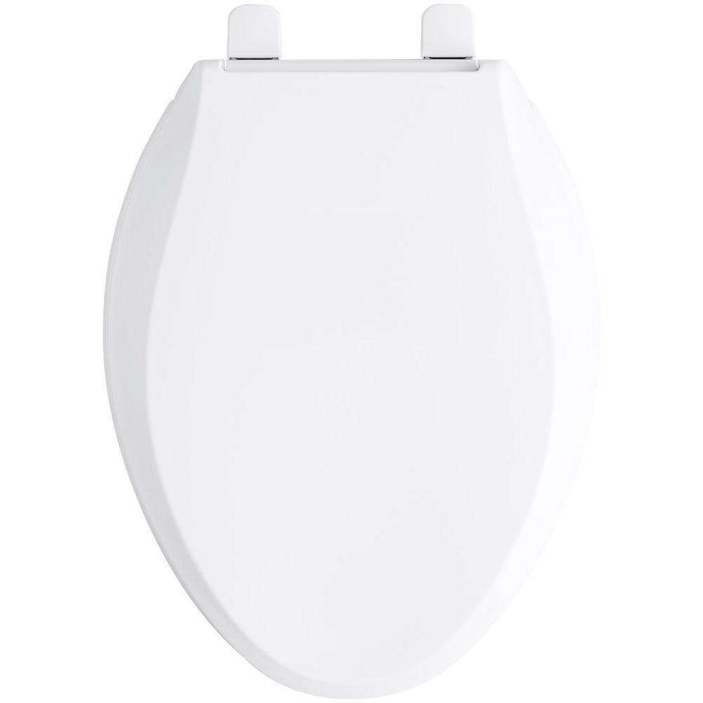 Cachet Quiet-Close Elongated Closed Front Toilet Seat with Grip-Tight Bumpers in White - Super Arbor