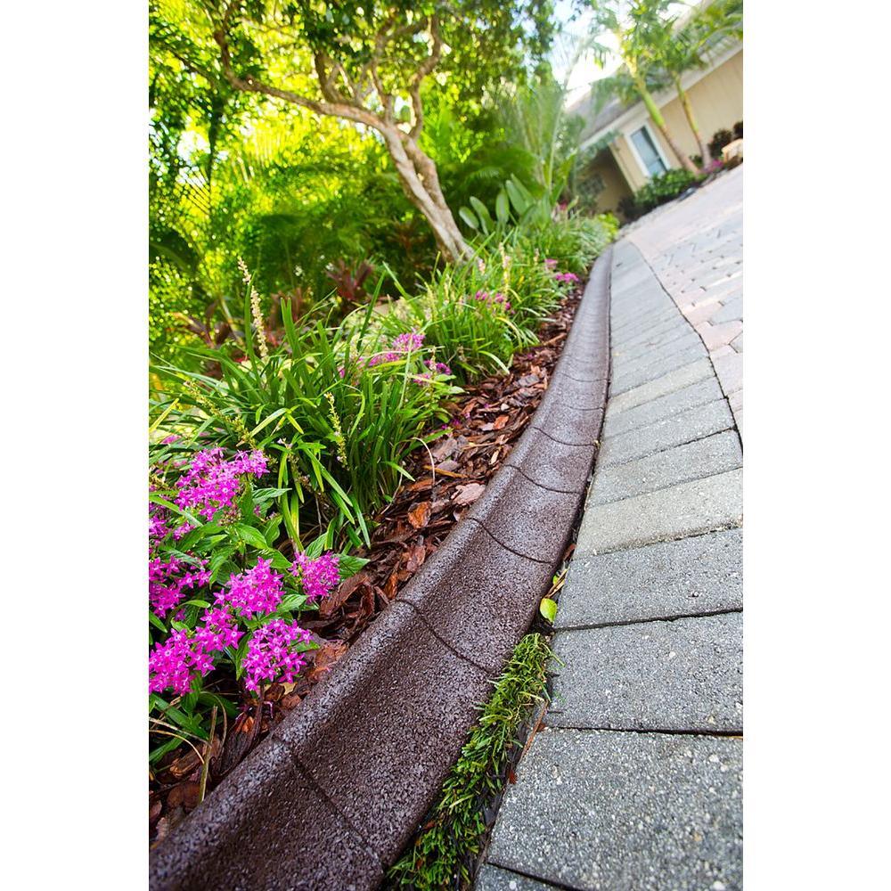 4 ft. Brown Rubber Curb Landscape Edging (4-Pack) - Super Arbor