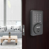 Defiant Square Matte Black Smart Wi-Fi Deadbolt Powered By Hubspace