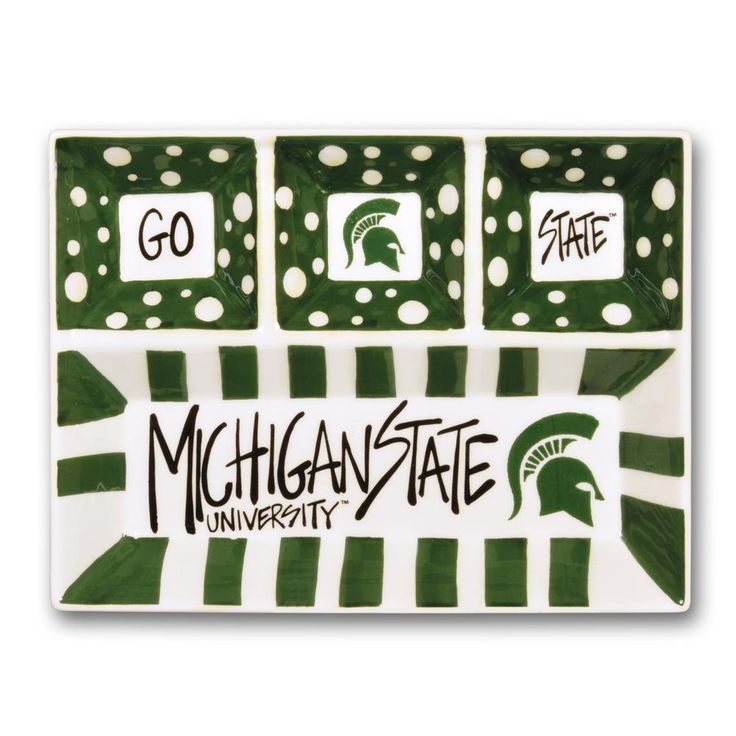 Michigan State Ceramic 4 Section Tailgating Serving Platter