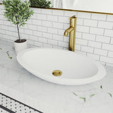 Wisteria Round Matte Stone Vessel Bathroom Sink in White with Seville Vessel Faucet in Brushed Nickel - Super Arbor