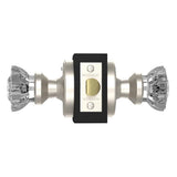 Classic Rosette 2-3/8 in. Backset Satin Nickel Privacy Bed/Bath Crystal Glass Door Knob - Super Arbor