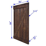 36 in x 84 in Z Series DIY Dark Walnut Finished Knotty Pine Wood Sliding Barn Door Slab with Hardware Kit - Super Arbor