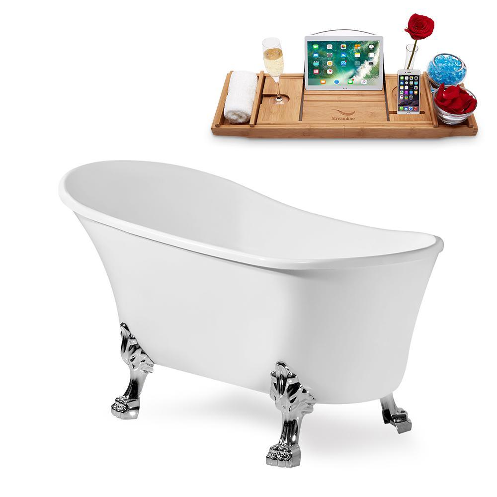 63 in. Acrylic Clawfoot Non-Whirlpool Bathtub in White - Super Arbor