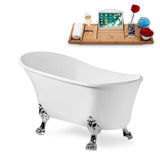 63 in. Acrylic Clawfoot Non-Whirlpool Bathtub in White - Super Arbor
