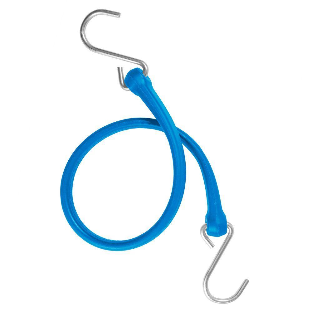 19 in. Polyurethane Bungee Strap with Galvanized S-Hooks (Overall Length: 24 in.) in Blue - Super Arbor