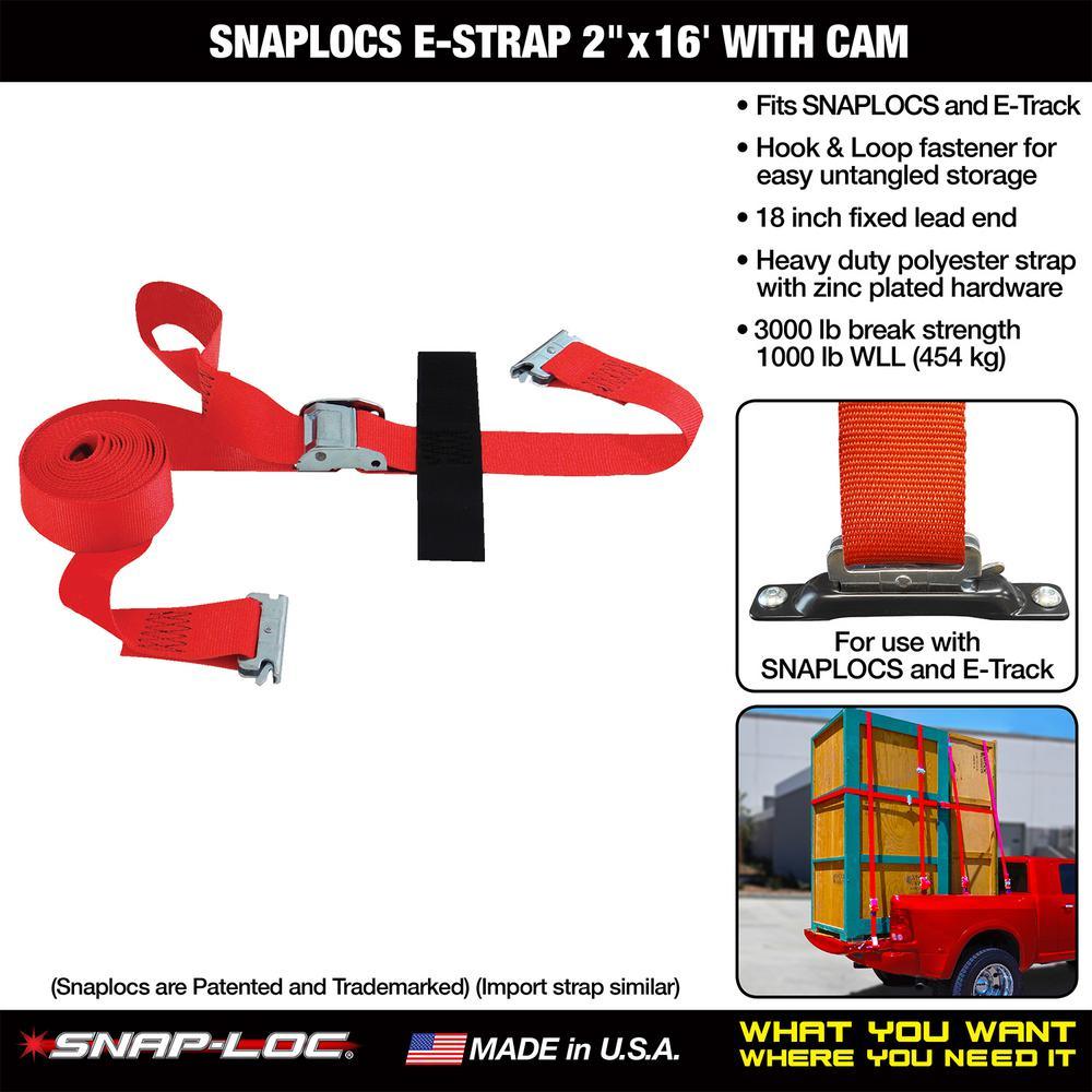 16 ft. x 2 in. Logistic Cam Buckle E-Strap with Hook and Loop Storage Fastener in Red - Super Arbor