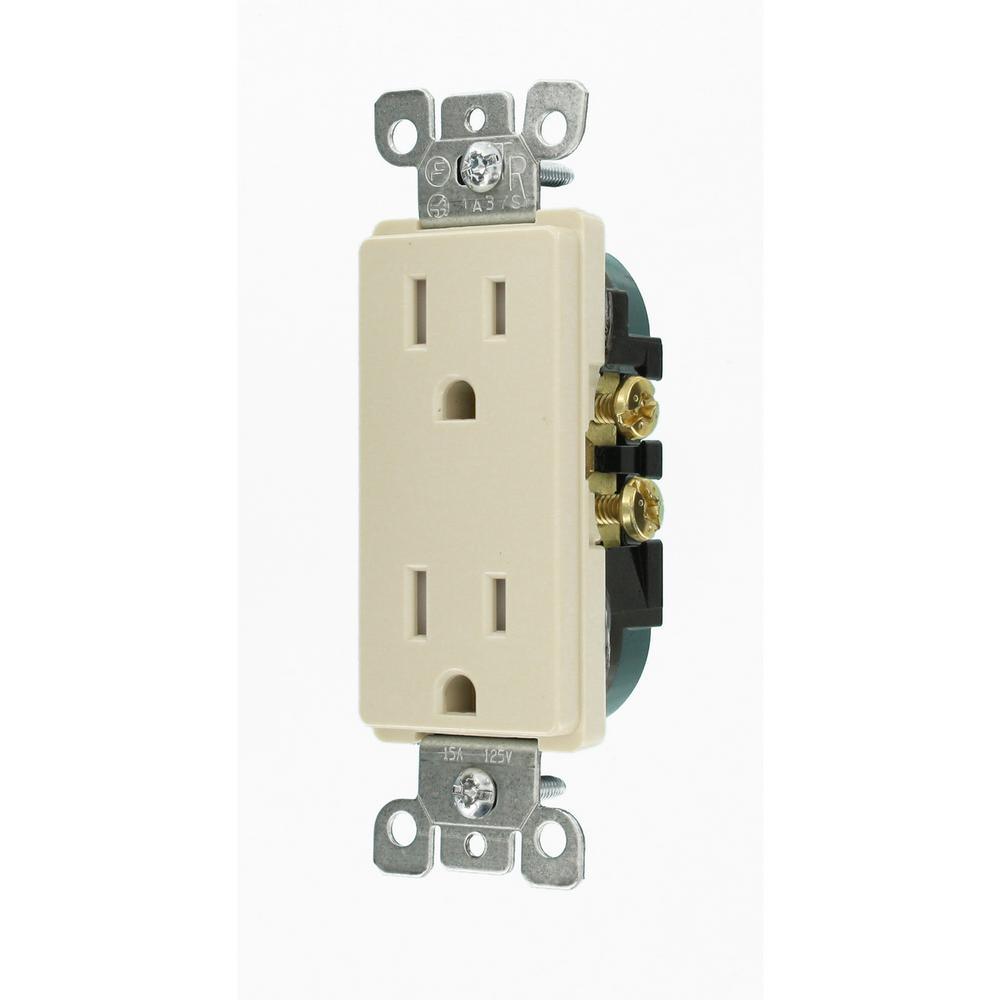 Decora 15 Amp Tamper-Resistant Duplex Outlet, Light Almond (10-Pack) - Super Arbor