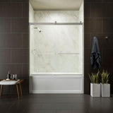 Levity 59 in. x 62 in. Semi-Frameless Sliding Tub Door in Matte Nickel with Handle - Super Arbor