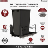 Rev-A-Shelf 50-Quart Plastic Soft Close Pull Out Trash Can