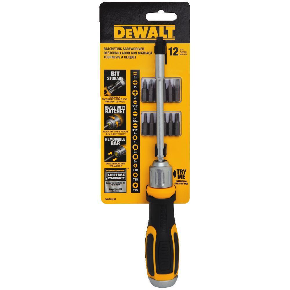 Ratcheting Screwdriver with Removable Bar and 12 Bits - Super Arbor