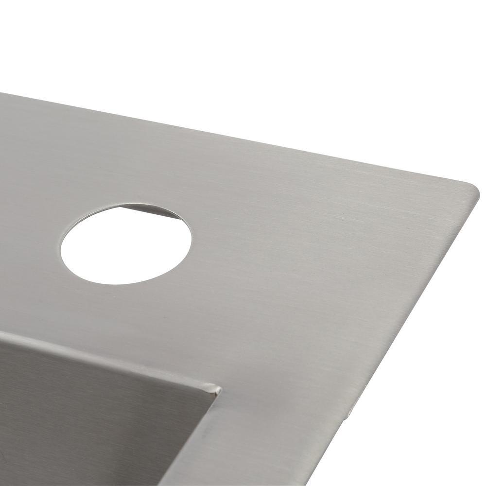 Vault Dual Mount Stainless Steel 33 in. 4-Hole Double Bowl Kitchen Sink with Basin Rack - Super Arbor