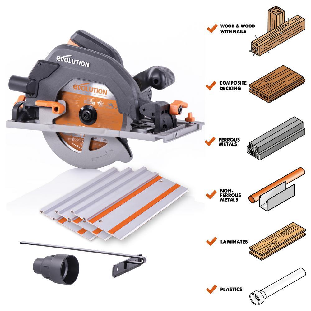 15 Amp 7-1/4 in. Circular Track Saw Kit with 40 in. Track, Electric Brake and Multi-Material Blade - Super Arbor