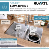 Undermount Stainless Steel 30 in. 50/50 Low Divide Double Bowl 16-Gauge Kitchen Sink - Super Arbor