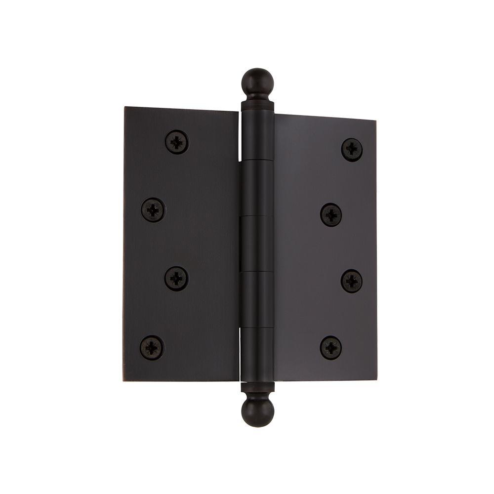 4 in. Ball Tip Residential Hinge with Square Corners in Oil-Rubbed Bronze - Super Arbor