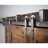 6.6 ft./79 in. Black Bypass Sliding Barn Hardware Track Kit for Double Wood Doors with Non-Routed Door Guide - Super Arbor