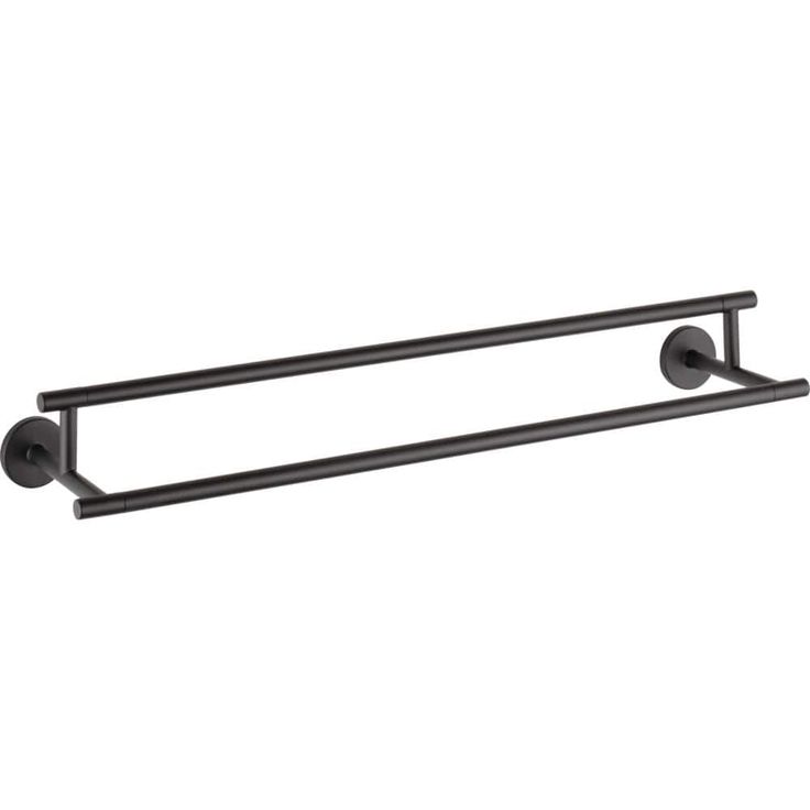 Delta  Trinsic 24-in Double Flat Black Wall Mount Double Towel Bar