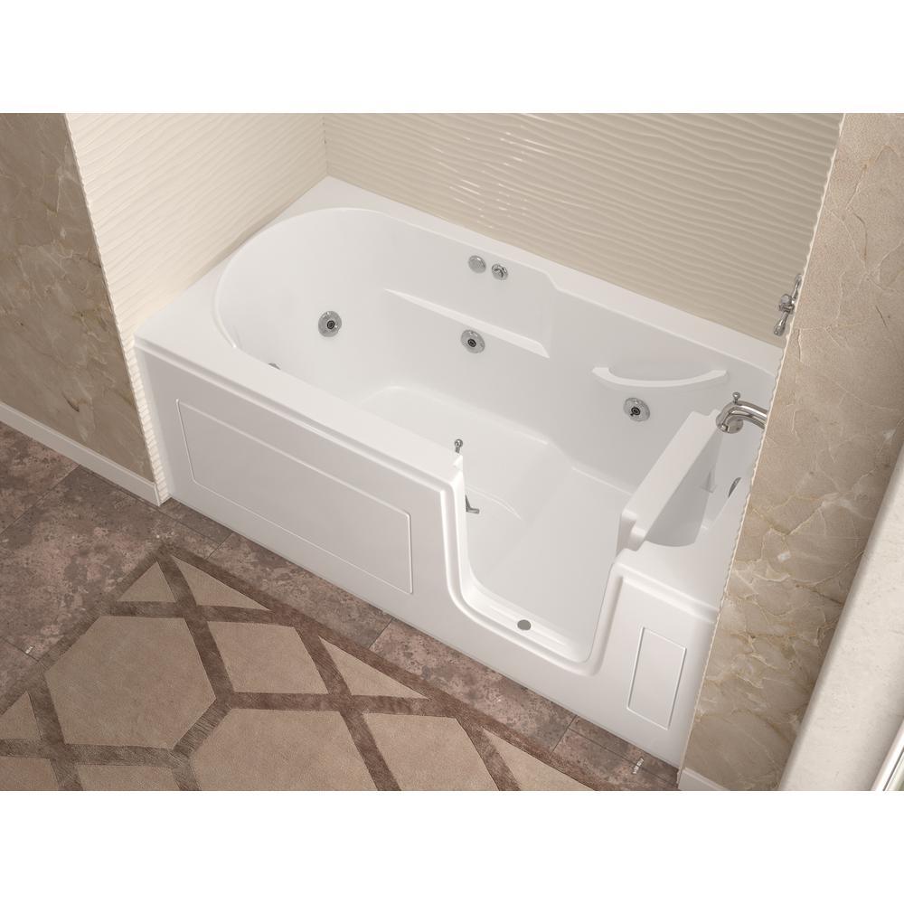 HD Series 60 in. Right Drain Step-In Walk-In Whirlpool Bath Tub with Low Entry Threshold in White - Super Arbor