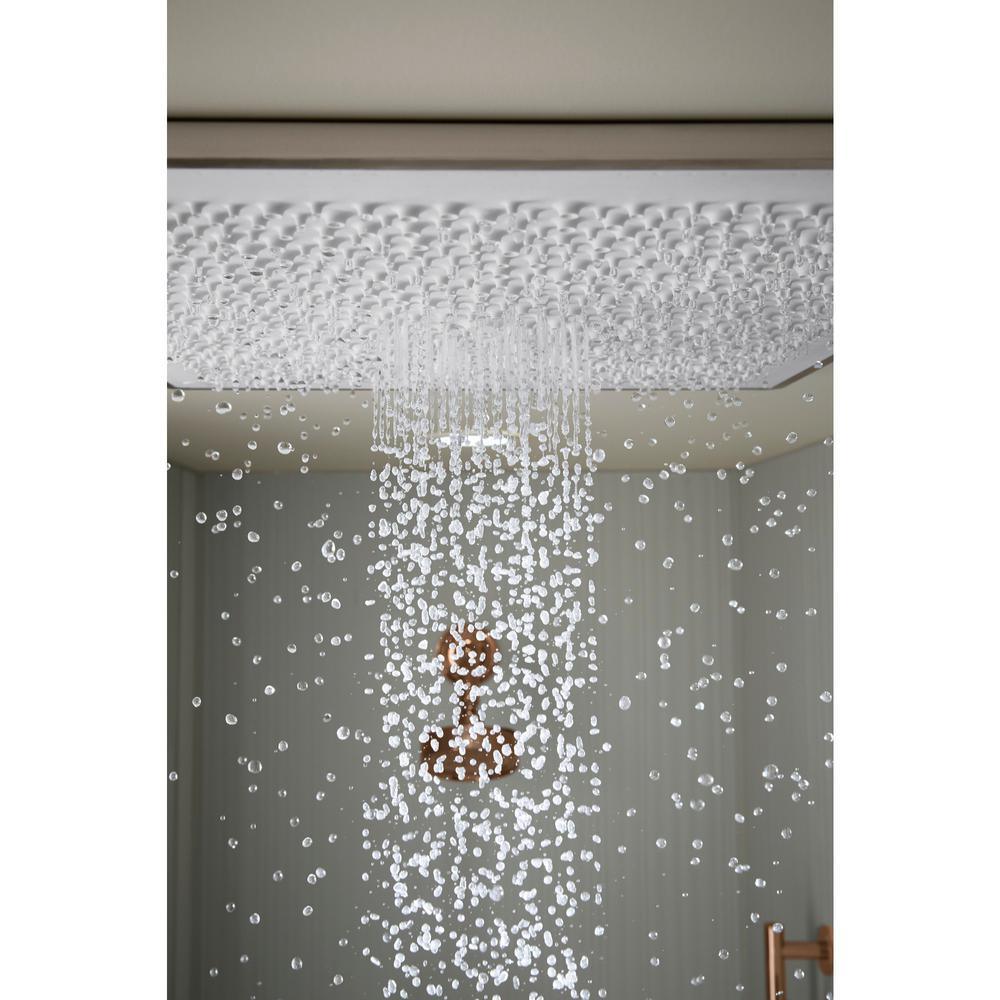 Real Rain 1-Spray 19 in. Single Ceiling Mount Waterfall Fixed Shower Head in White - Super Arbor
