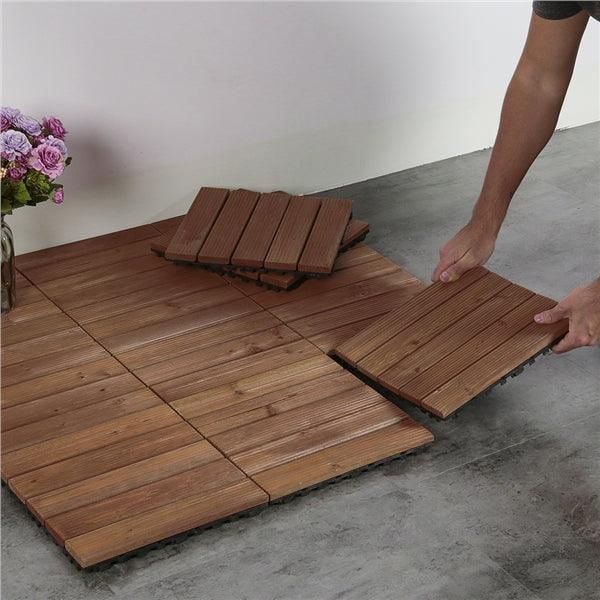 Yaheetech 12x 12''Patio Pavers Decking Flooring Deck Tiles Interlocking Wood Patio Tiles Pack of 11 Tiles For Patio Garden Deck Poolside Indoor and Outdoor，Indoor and Outdoor