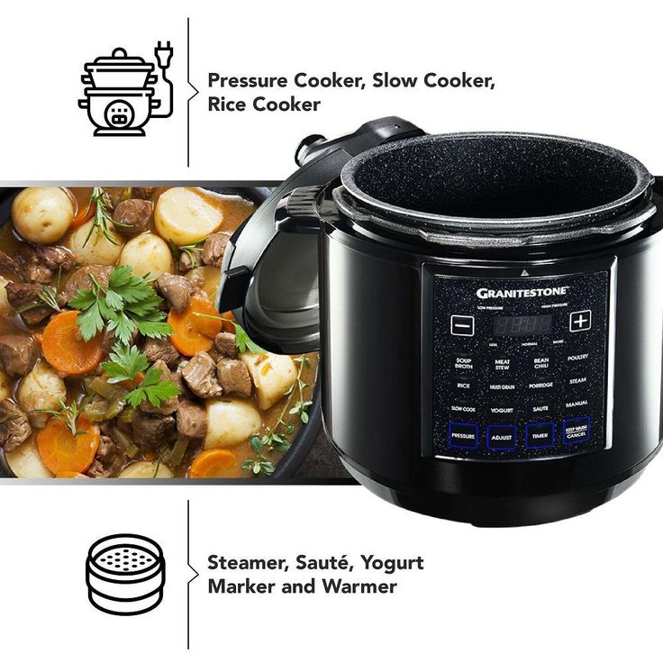 6 Qt. Black Electric Triple Layer Titanium Coating Multi-Pressure Cooker with Built-In Timer and Pre-Settings