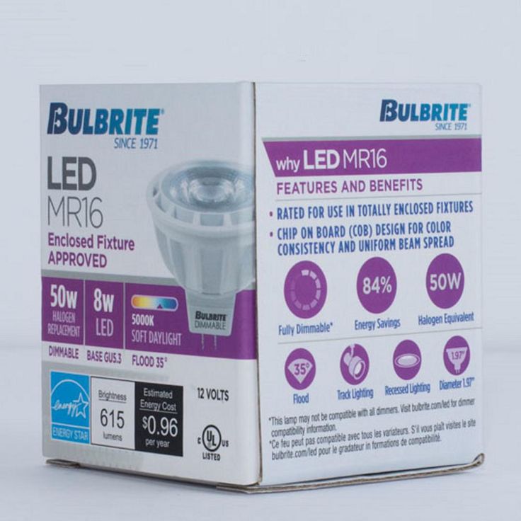 Bulbrite 50-Watt Equivalent MR16 Dimmable Flood Enclosed Rated LED Light Bulb Soft Daylight (2-Pack)
