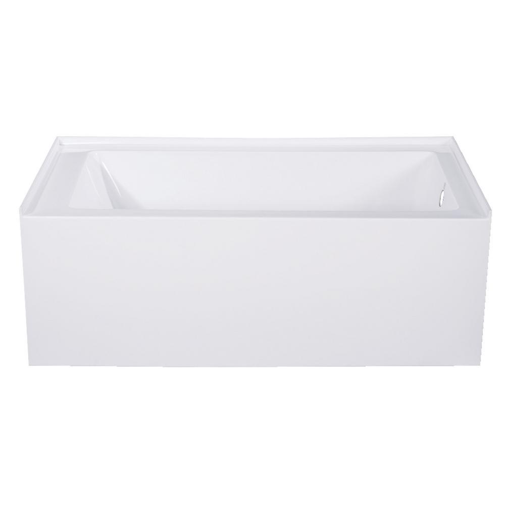Aqua Eden Jenny 54 in. Acrylic Left-Hand Drain Rectangular Alcove Bathtub in White - Super Arbor