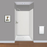 Expressions 48 in. x 48 in. x 96 in. 4-Piece Easy Up Adhesive Alcove Shower Wall Surround in Bianca - Super Arbor