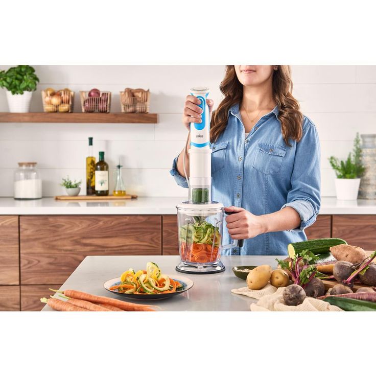 Multi Quick 21-Speed White Spiralizer and Hand Blender with 3-Cutting Blades, 1-Blending Wand, 5-Cup Chopper and Blender