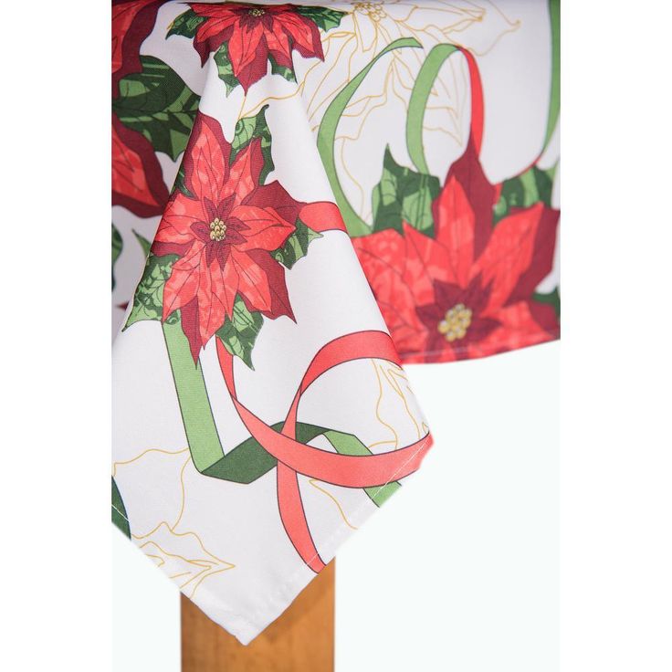 Christmas Ribbon 70 in. Multi Round 100% Polyester Tablecloth