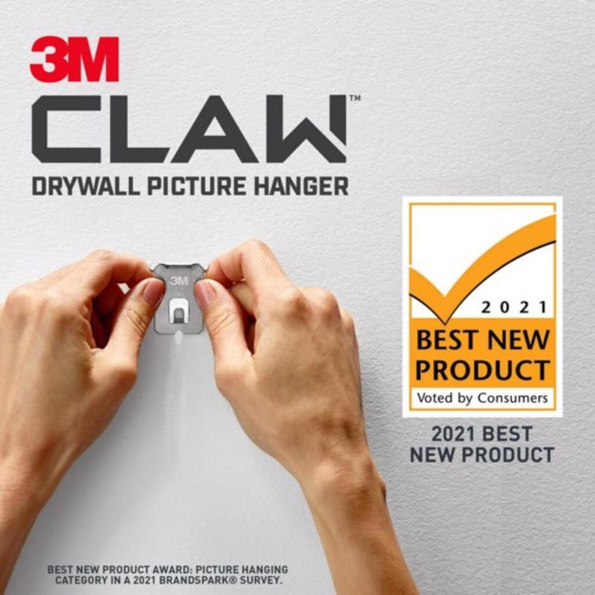 3M Claw Silver Drywall Picture Hanger, 45 lb Capacity, 3-Pack