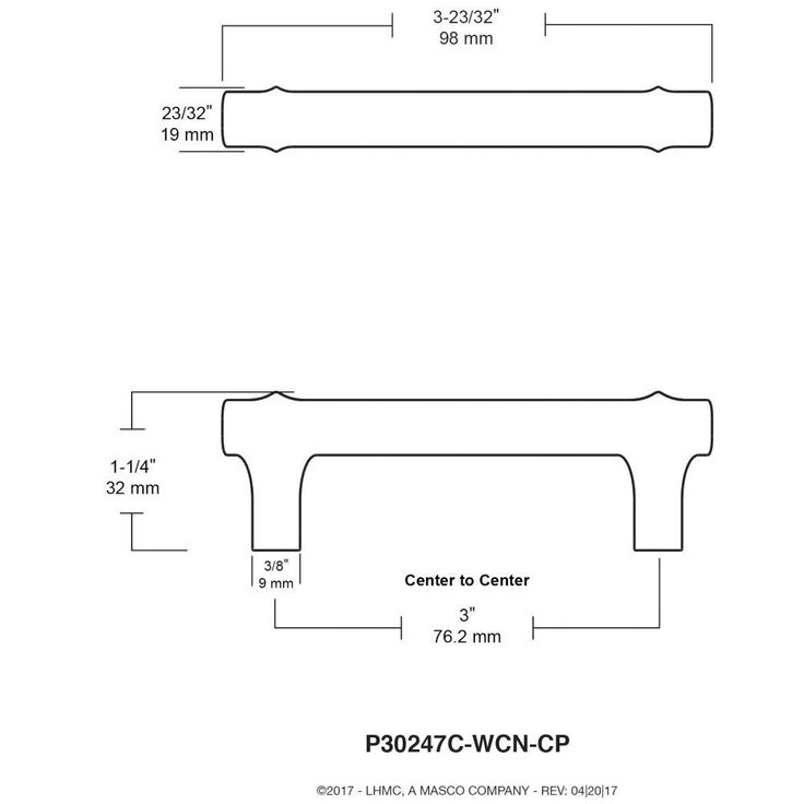 Mizuna 3 in. (76 mm) Center-to-Center Warm Chestnut Drawer Pull