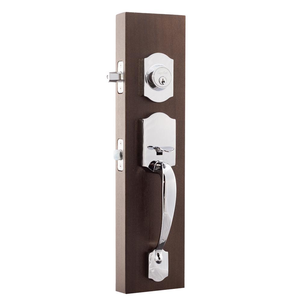 Soft Contemporary Polished Stainless Door Handleset with Right Hand Scandinavian Lever Trim - Super Arbor