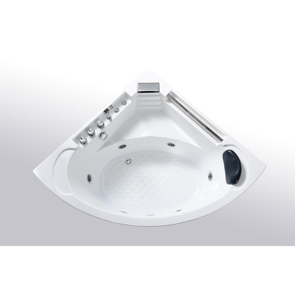 Daisy 53 in. Acrylic Drain Center Corner Alcove Whirlpool Bathtub in White - Super Arbor