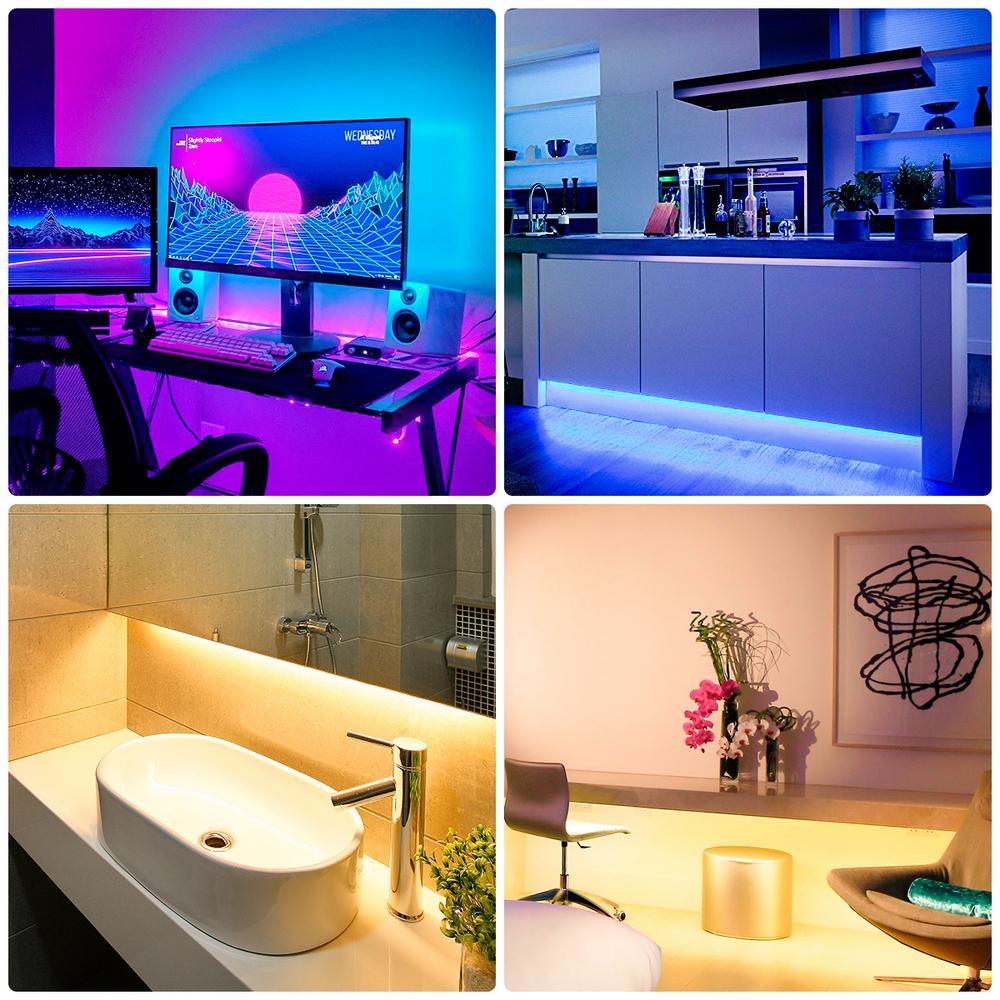 20 in. (50 cm) 8-Watt Equivalence Color Ambiance LED USB Light Strip with 24 Keys Wireless Remote (4 Strip Pack) - Super Arbor