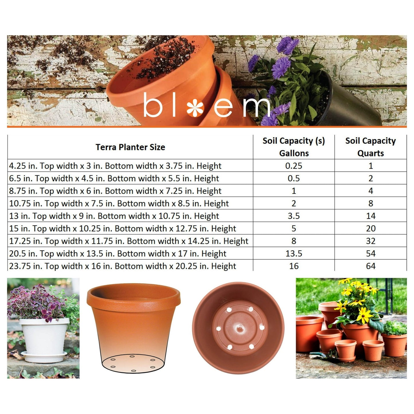 Bloem Terra Pot Planter 8" Terra Cotta