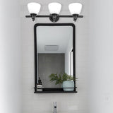 Jayden 3-Light Oil Rubbed Bronze Vanity Light with Frosted Glass Shades and 4-Piece Bath Set