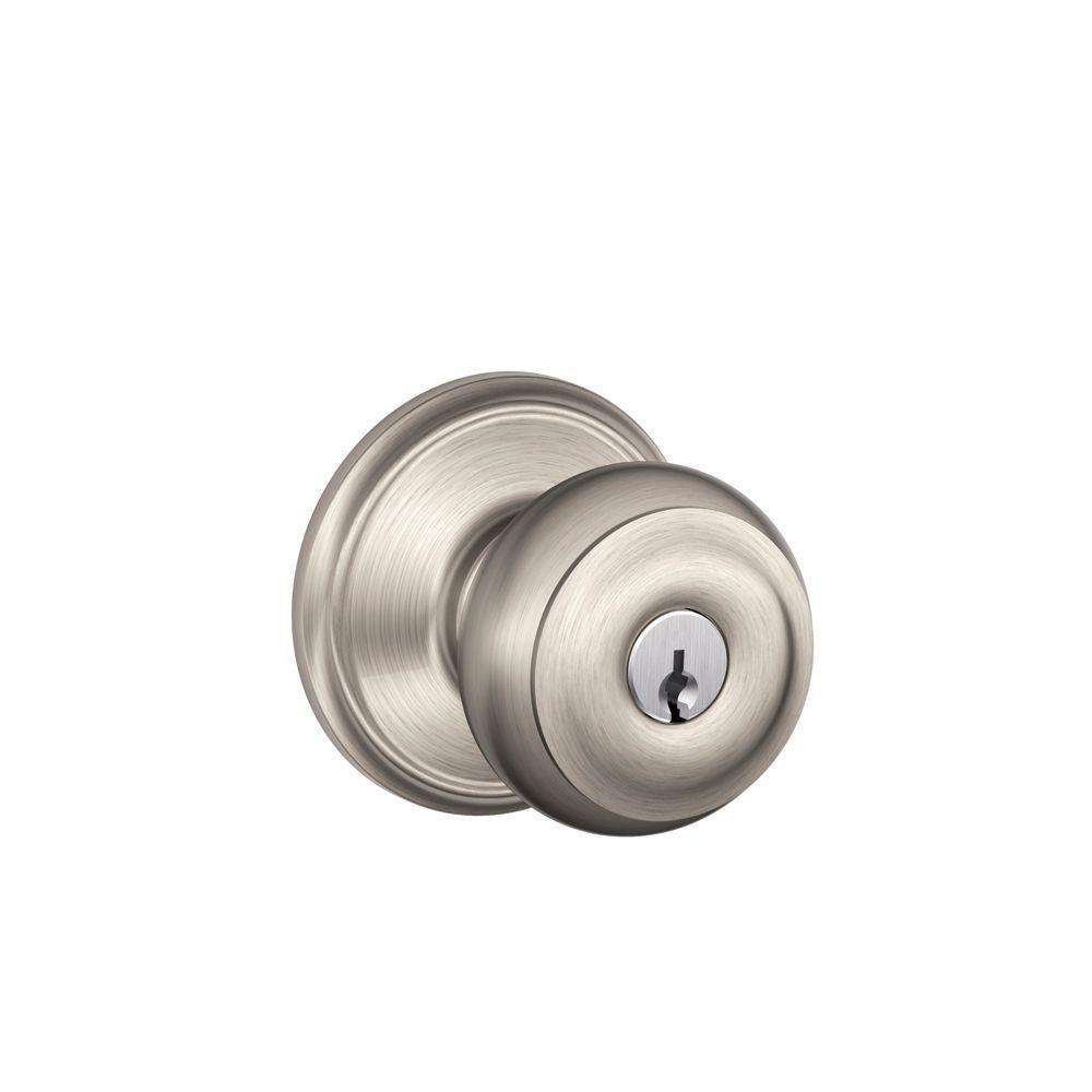 Georgian Bright Brass Keyed Entry Door Knob - Super Arbor