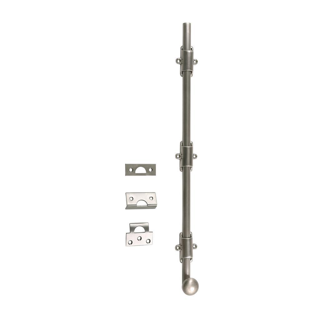 18 in. Heavy-Duty Solid Brass Matte Black Surface Bolt with Round Knob - Super Arbor