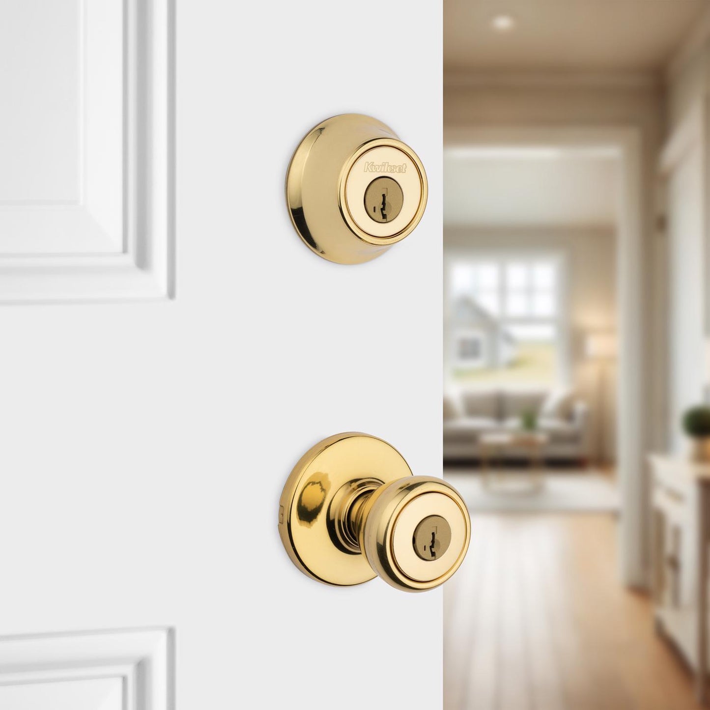 Kwikset Tylo Polished Brass Double Entry Door Kit, ANSI/BHMA Grade 3, 1-3/4 in.